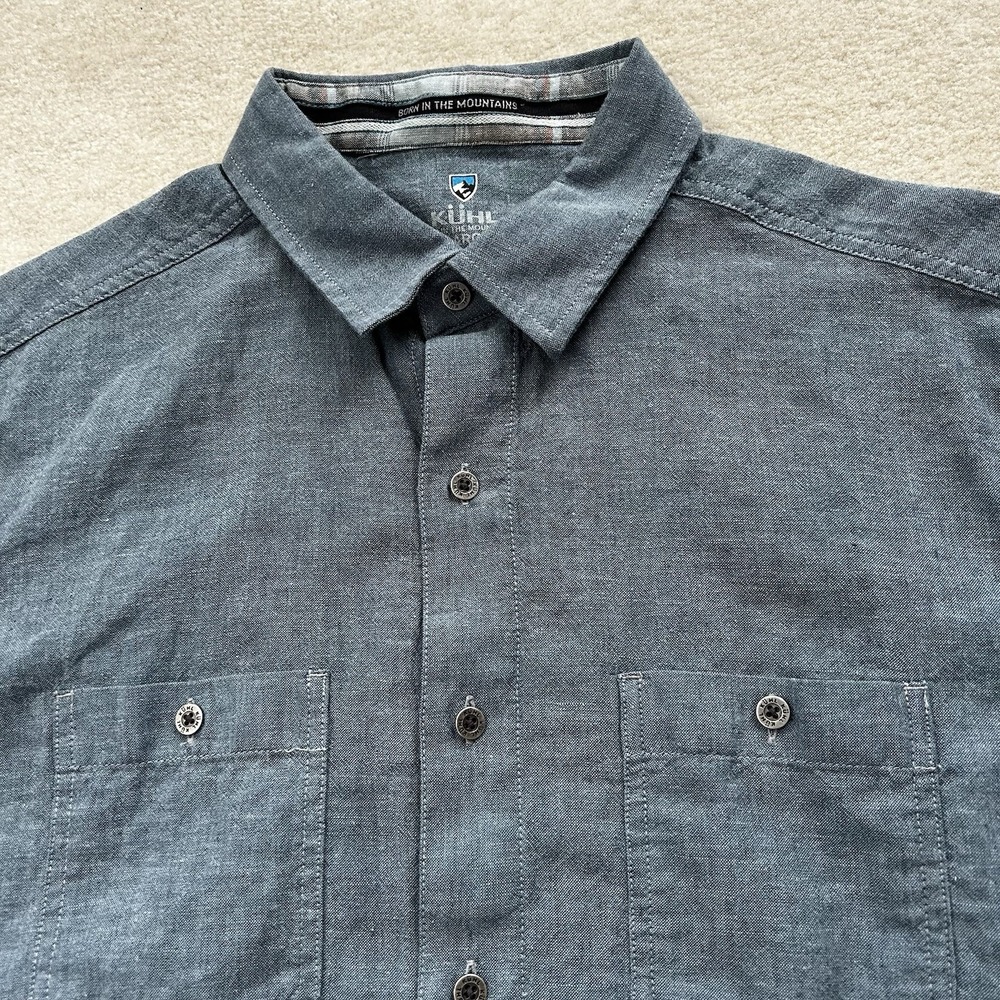 Kuhl Skorpio Shirt Mens Large Button Up Linen Blend Outdoor Lightweight